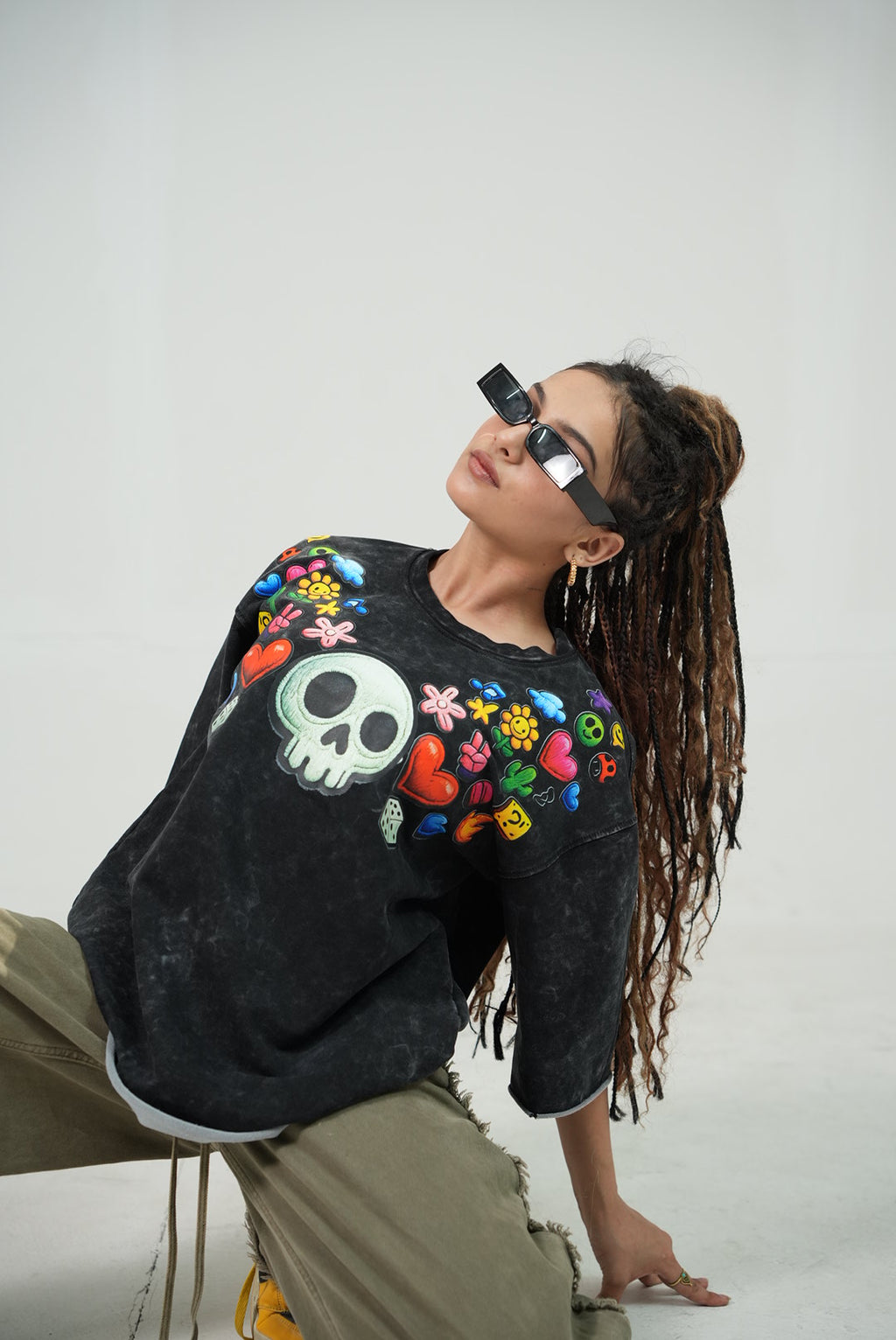 Acid wash Skull Print