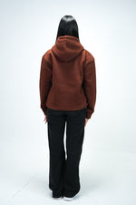 Brown Car Oversized Hoodie Embroidery