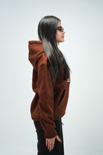 Brown Car Oversized Hoodie Embroidery