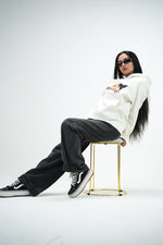 White Car Oversized Hoodie Embroidery