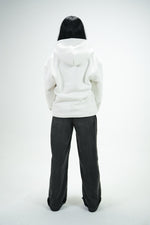 White Car Oversized Hoodie Embroidery