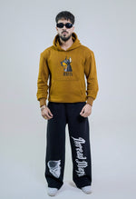 Tan Hoodie Oversized with Mafia Dog Embroidery