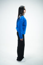 Blue Skull Oversized Sweatshirt Embroidery
