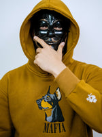 Tan Hoodie Oversized with Mafia Dog Embroidery