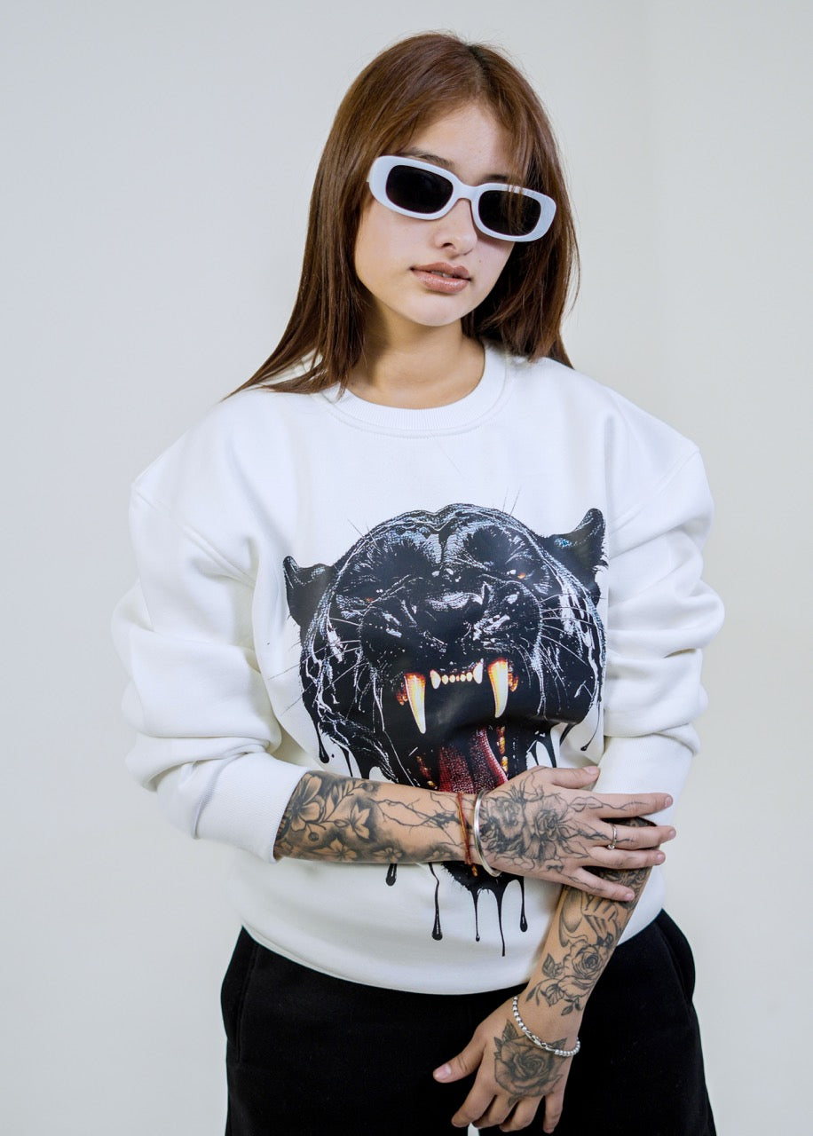 White Panther Oversized Sweatshirt