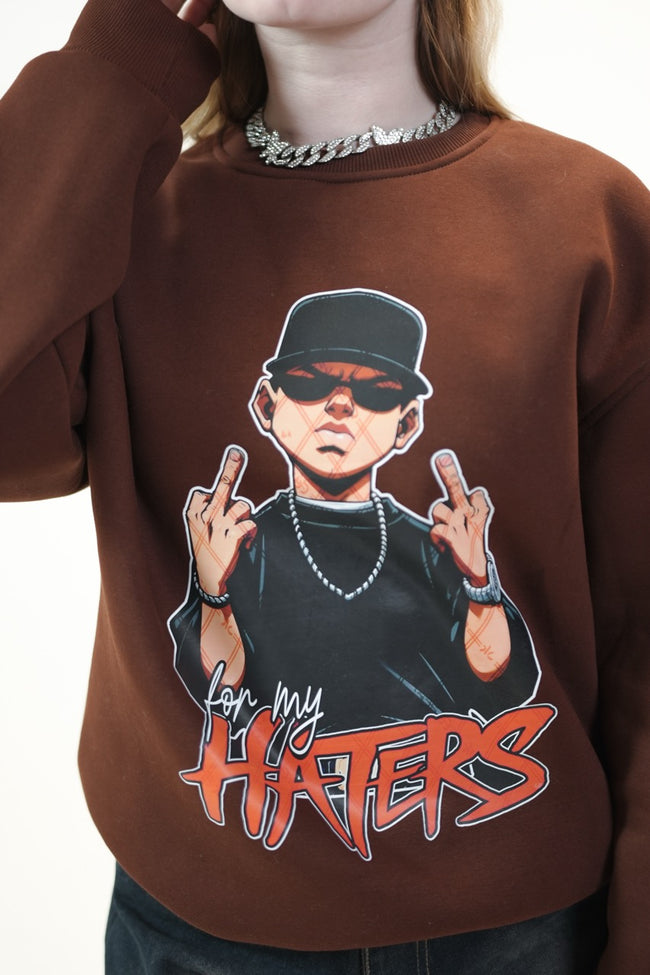 Brown Haters Oversized Sweatshirt Main Image