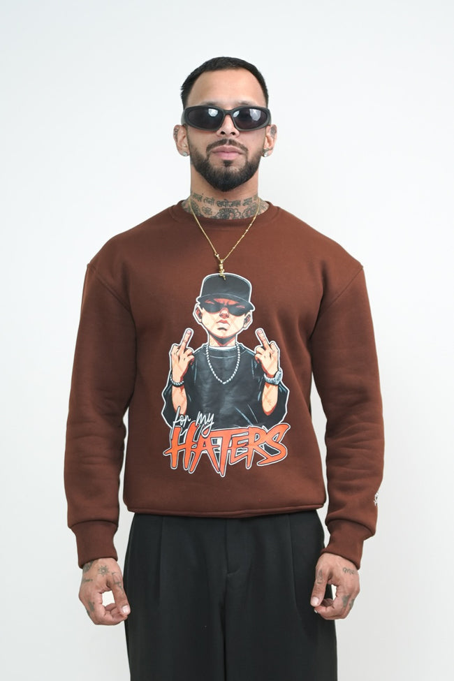 Brown Haters Oversized Sweatshirt Hover Image