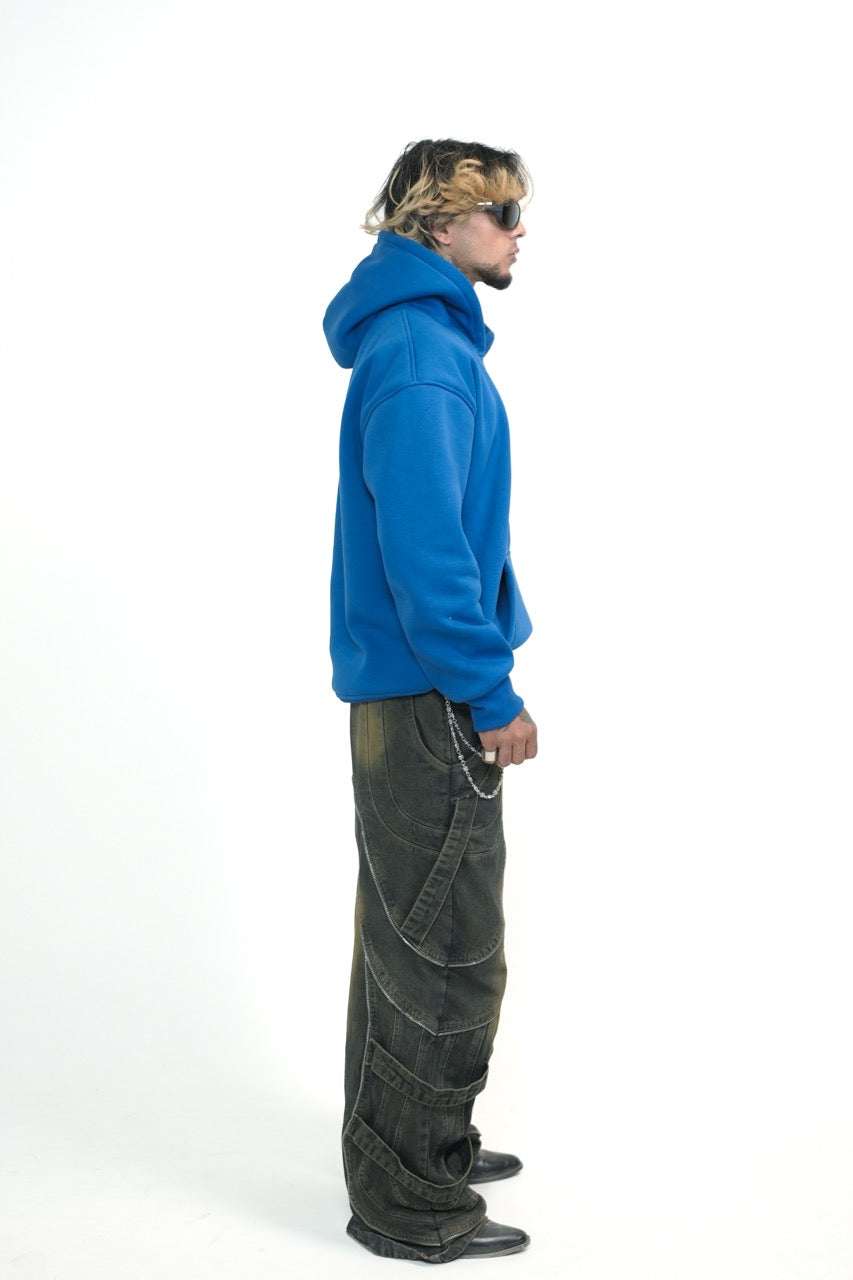 Blue Skull Oversized Hoodie Embroidery