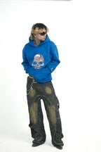 Blue Skull Oversized Hoodie Embroidery