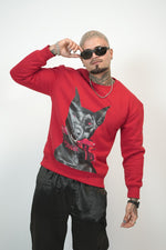 Red Mafia Dog Oversized Sweatshirt