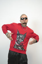 Red Mafia Dog Oversized Sweatshirt