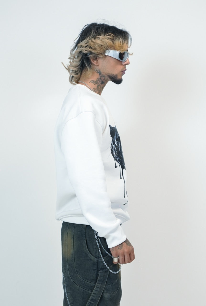 White Panther Oversized Sweatshirt